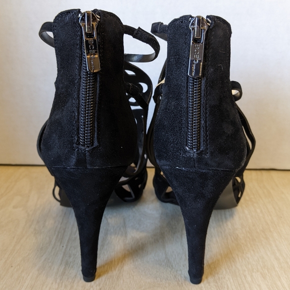 BCBGeneration Black Suede Stiletto Heels with Intricate Cut-Out Design 8.5 - Picture 7 of 11